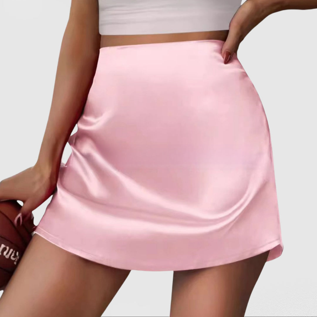 Damen Satin Minirock mit elegantem Schnitt und fließendem Fall Drune