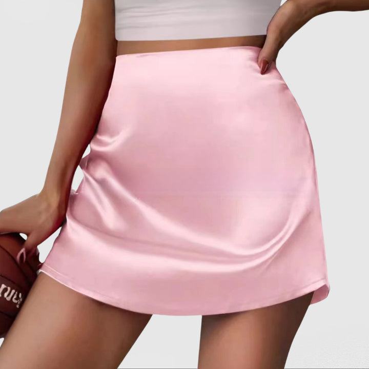 Damen Satin Minirock mit elegantem Schnitt und fließendem Fall Drune