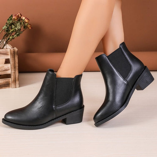 Damen Chelsea-Stiefeletten aus veganem Leder mit elastischen Seiteneinsätzen Drune