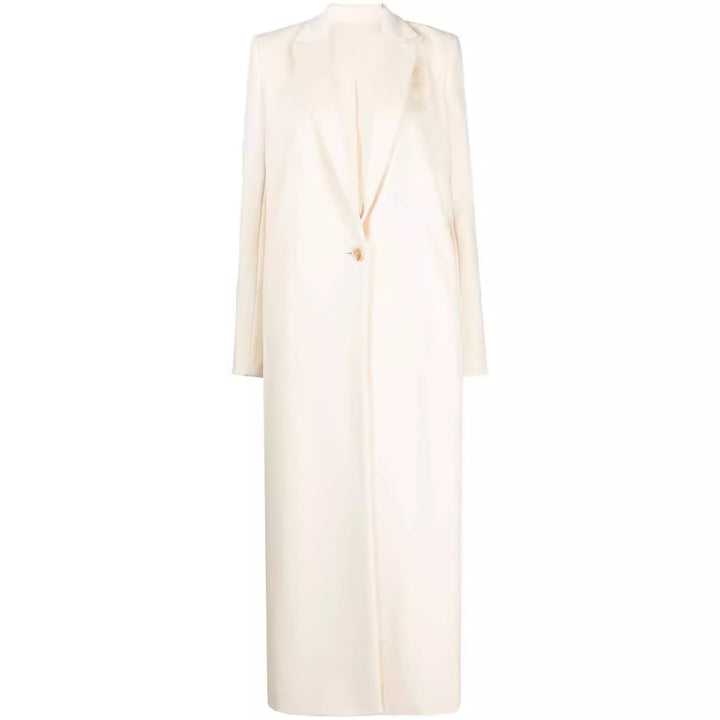 Damen Longline Wollmantel mit Ein-Knopf-Verschluss und tailliertem Revers Drune