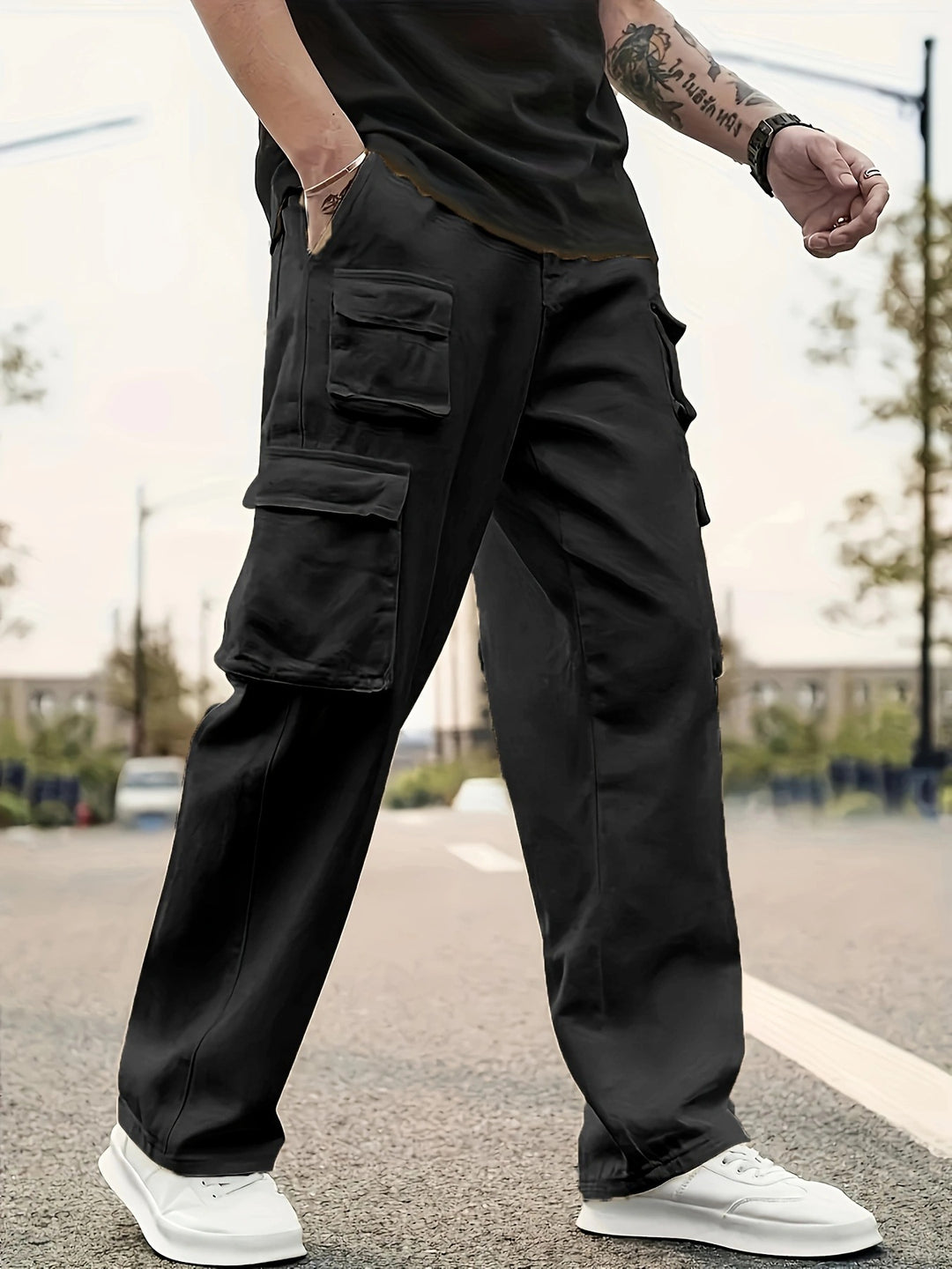 Herren Modische Cargo-Hose mit praktischen Reißverschlusstaschen Drune