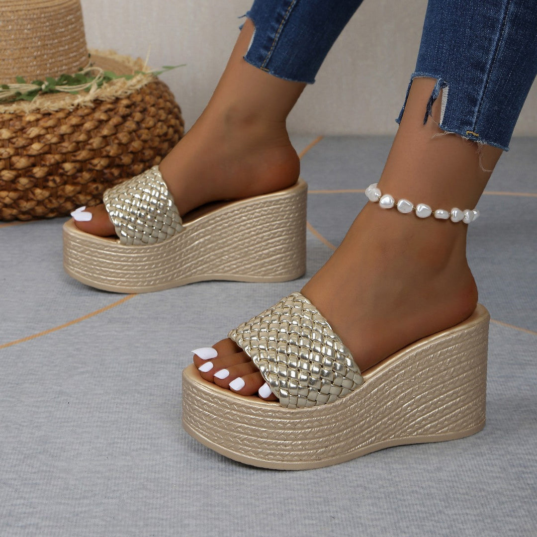 Damen Wedge-Pantoletten mit geflochtenem Riemen und komfortabler Sohle Drune