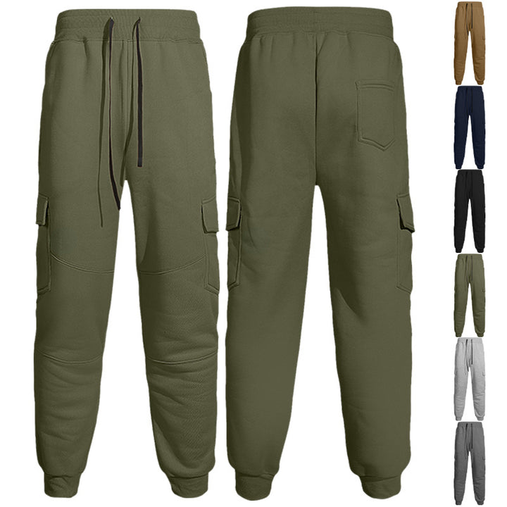 Herren nan sportive Jogginghose mit Cargotaschen Kordelzug und geripptem Knöchelsaum Drune