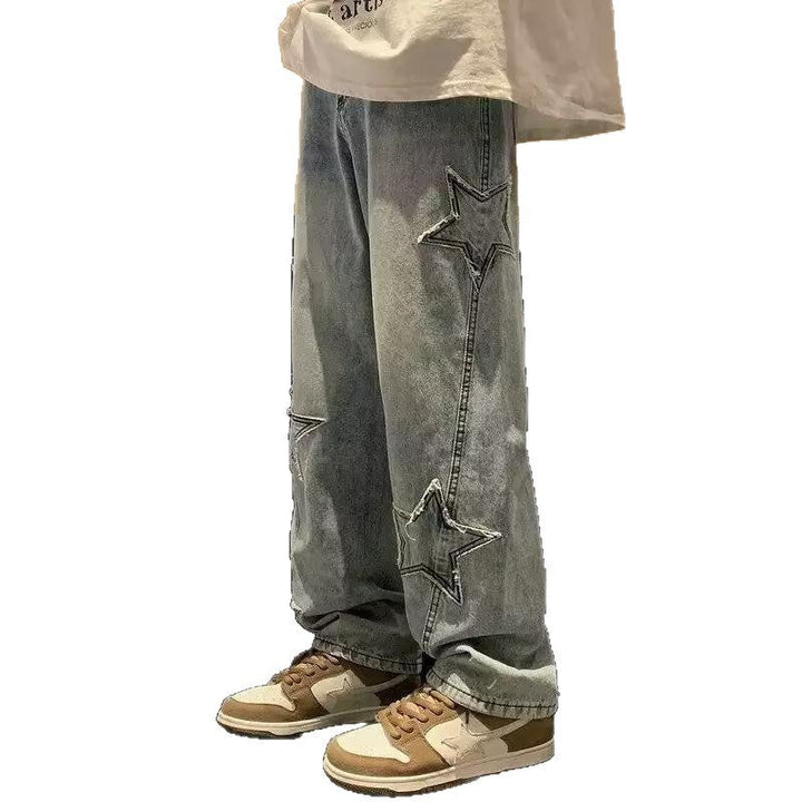 Herren lässige Jeans mit Sterne-Stickerei Drune
