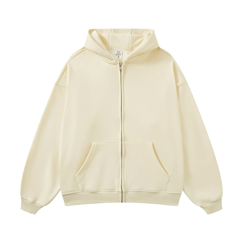 Unisex nan Kapuzen-Sweatjacke mit durchgehendem Reißverschluss, oversized Passform und Kängurutaschen Drune