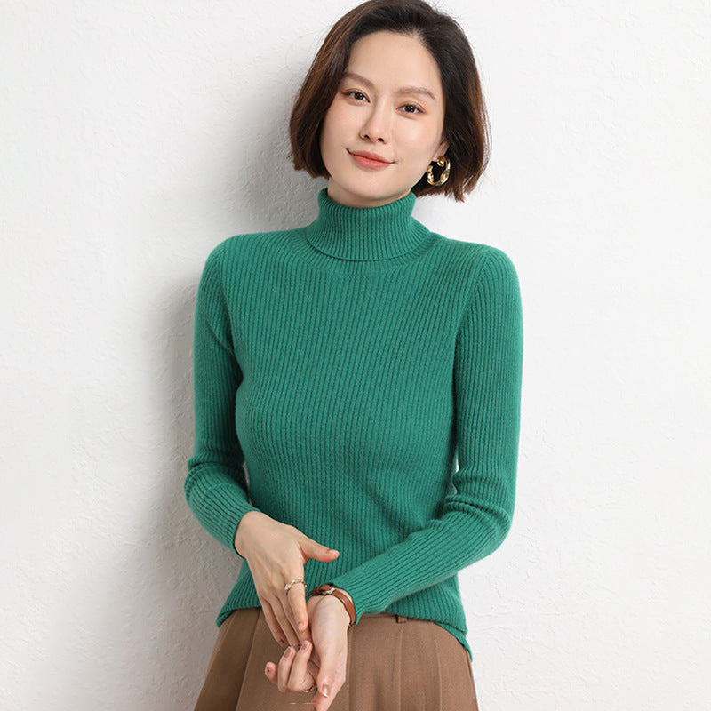 Damen Taillierter Feinstrick-Rollkragenpullover mit feiner Rippenstruktur und Kaschmir-Optik Drune