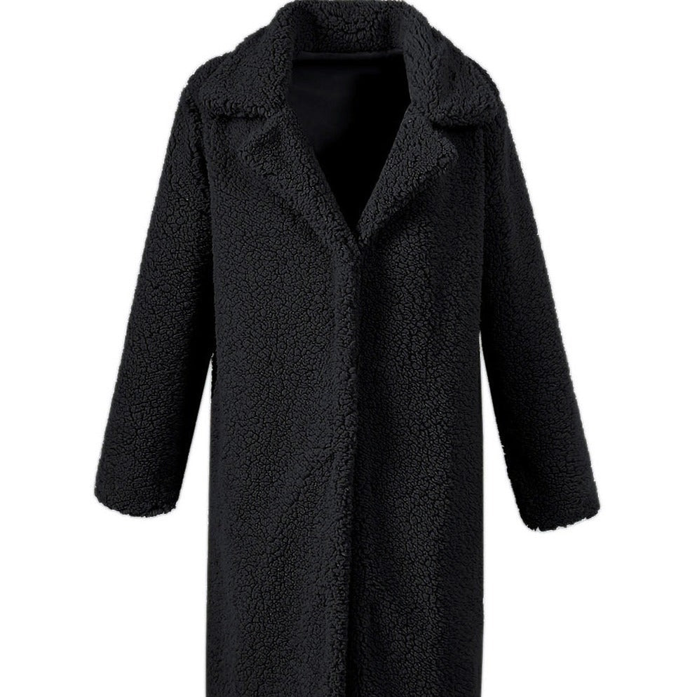 Damen Oversized Teddy-Mantel mit weitem Schnitt und großem Kragen Drune