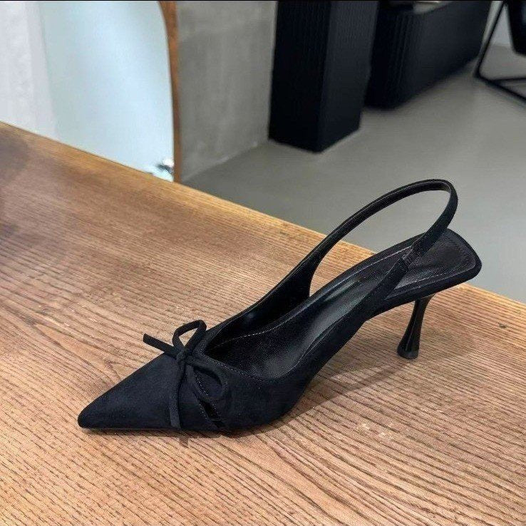 Damen Slingback Pumps mit verspielt-zartem Schleifendetail und spitz zulaufendem Design Drune