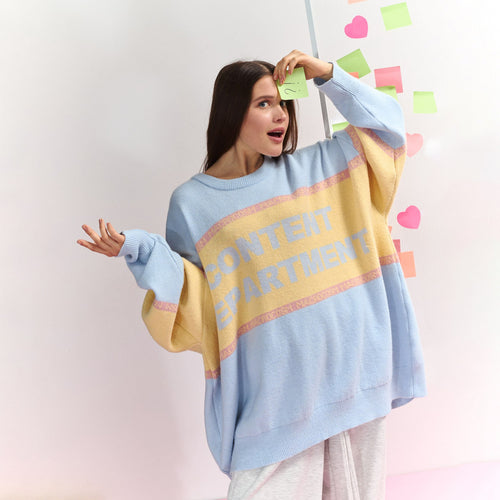 Damen Oversized Pullover mit kreativem Schriftzug Drune