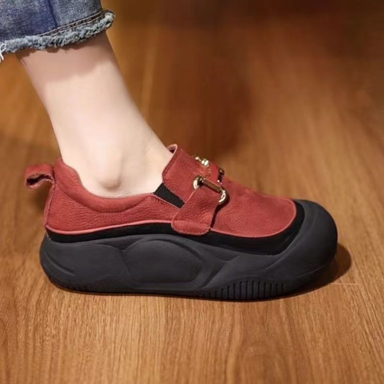 Damen Komfortabeles Slip-On Sneakers mit modischer Schnalle Drune