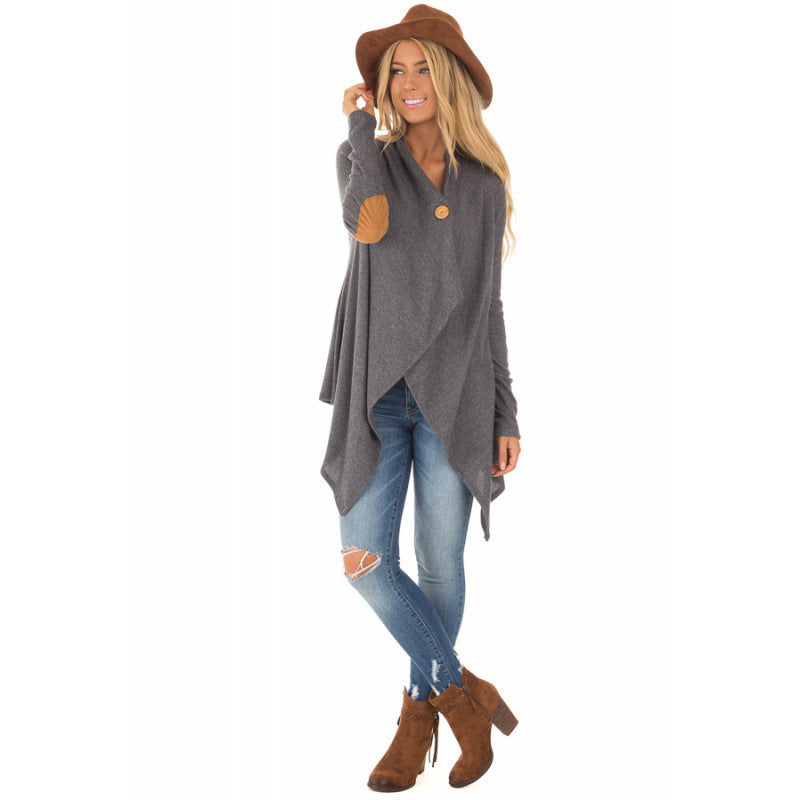 Damen Wickeljacke mit asymmetrischem Schnitt und Lederakzenten Drune