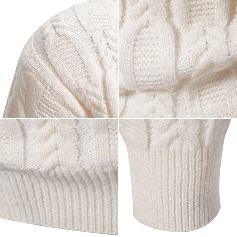 Herren Strickpullover mit Zopfdesign und hohem Kragen Drune
