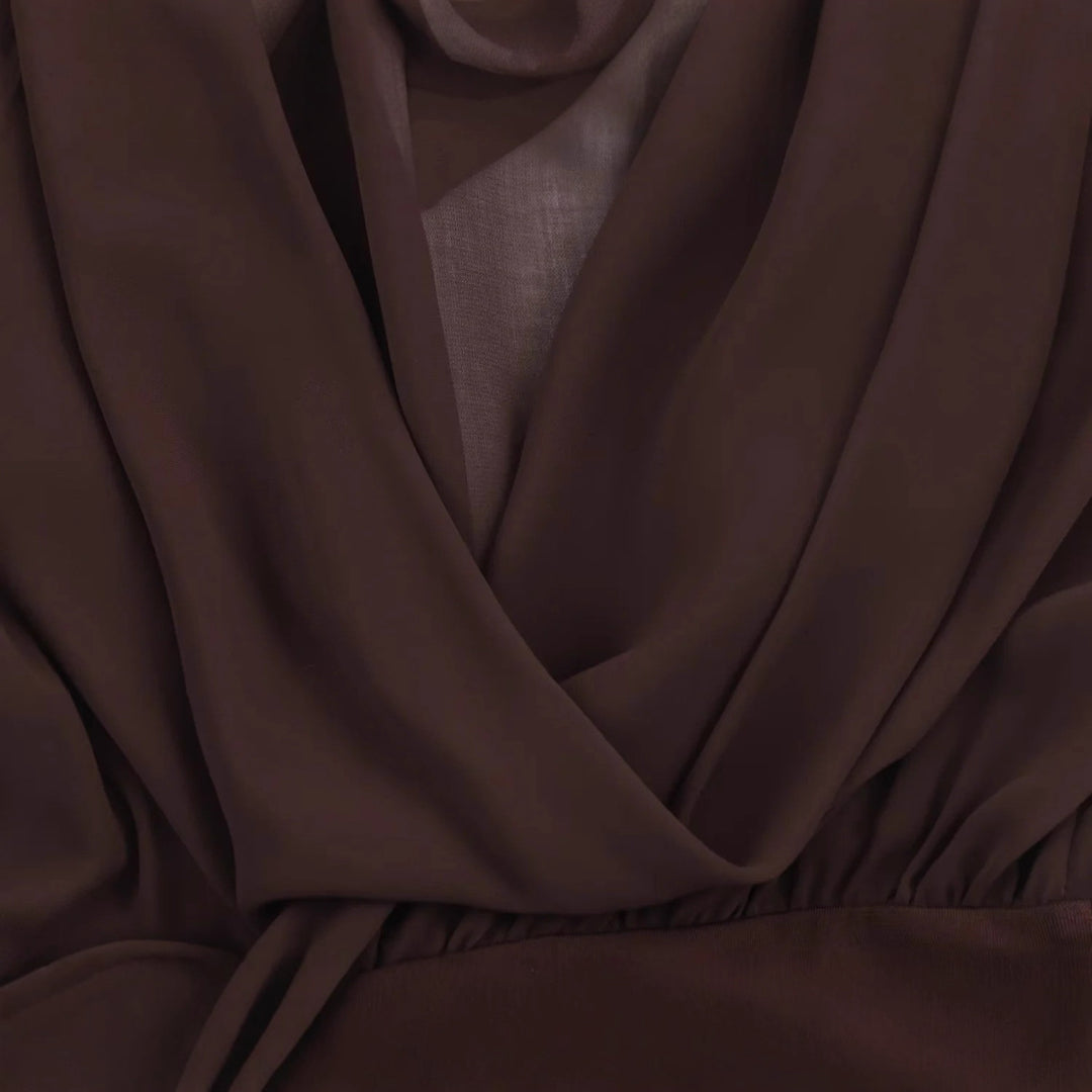 Damen nan tailliertes Minikleid mit Schleifenkrawatte, plissiertem Oberteil und langen Manschettenärmeln Drune