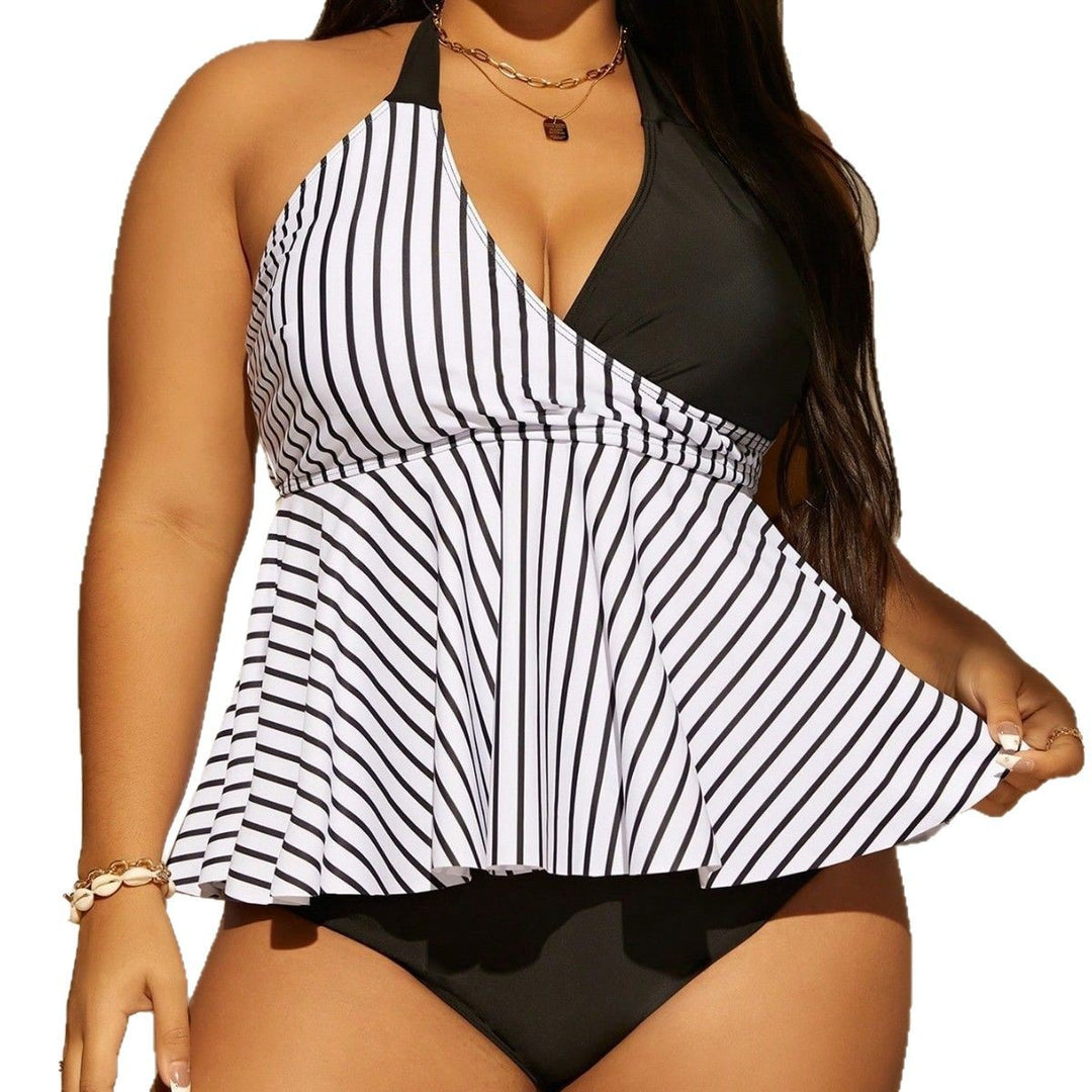 Damen Pflegeleichter Tankini mit gestreiftem Oberteil Drune