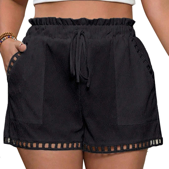 Damen Freizeit Shorts mit elastischem Bund und dekorativem Netzdetails Drune