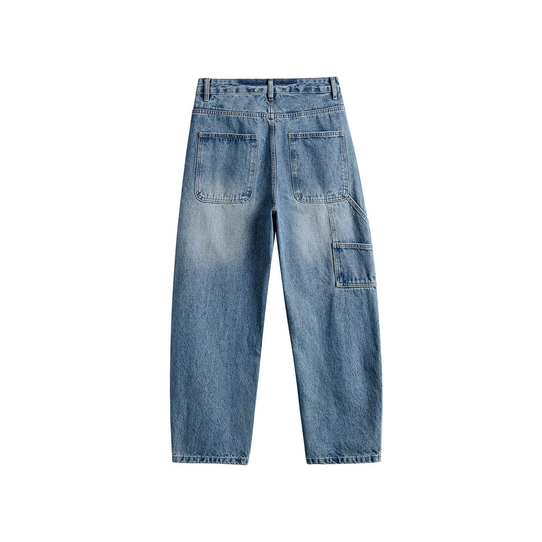 Damen Jeanshose mit kontrastierenden Knie‑Panels und ausgefransten Nähten Drune
