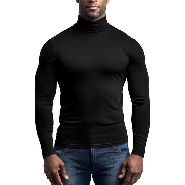 Herren nan eng anliegende Rollkragen-Langarmshirt aus Stretchjersey mit körpernaher Passform Drune