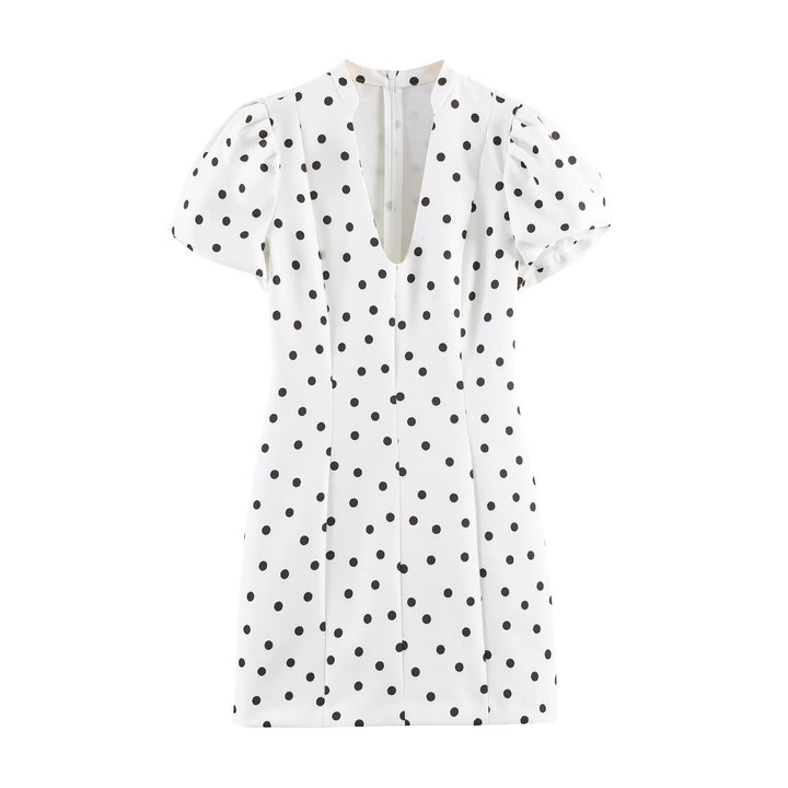 Damen Minikleid mit weitem Puffärmel und elegantem V-Ausschnitt Drune