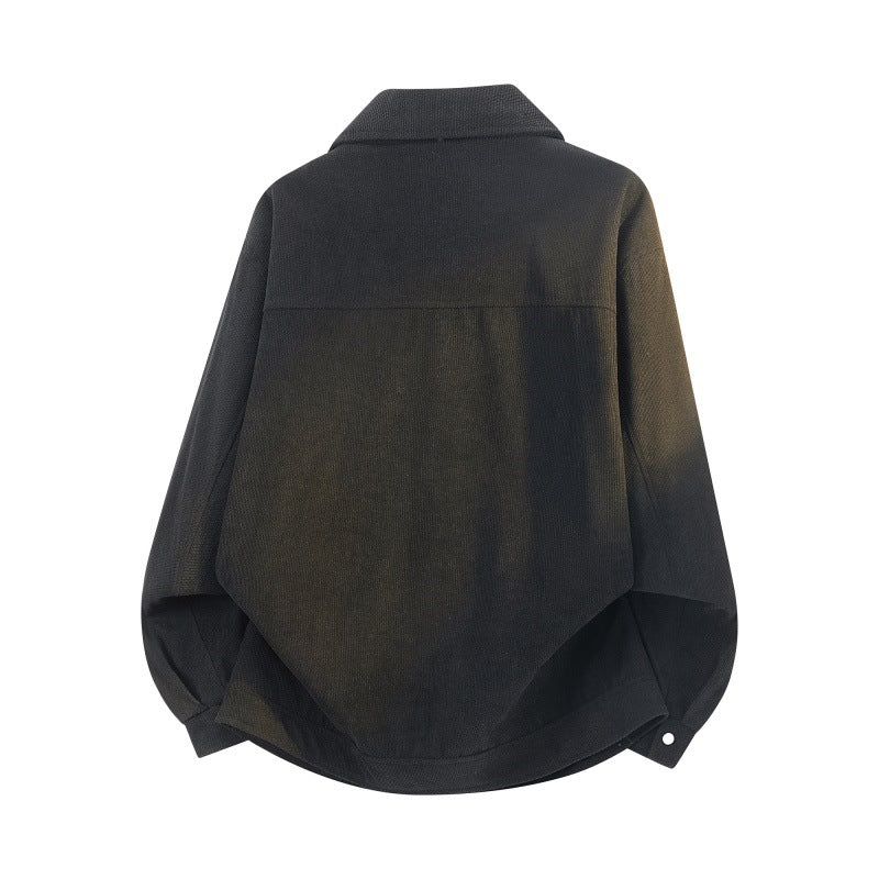 Herren Struktur-Oversized Überhemdjacke mit Wattierung und Druckknöpfen Drune