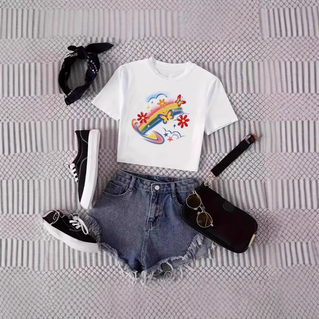 Damen Crop-T-Shirt im urbanen Grafikdesign Drune