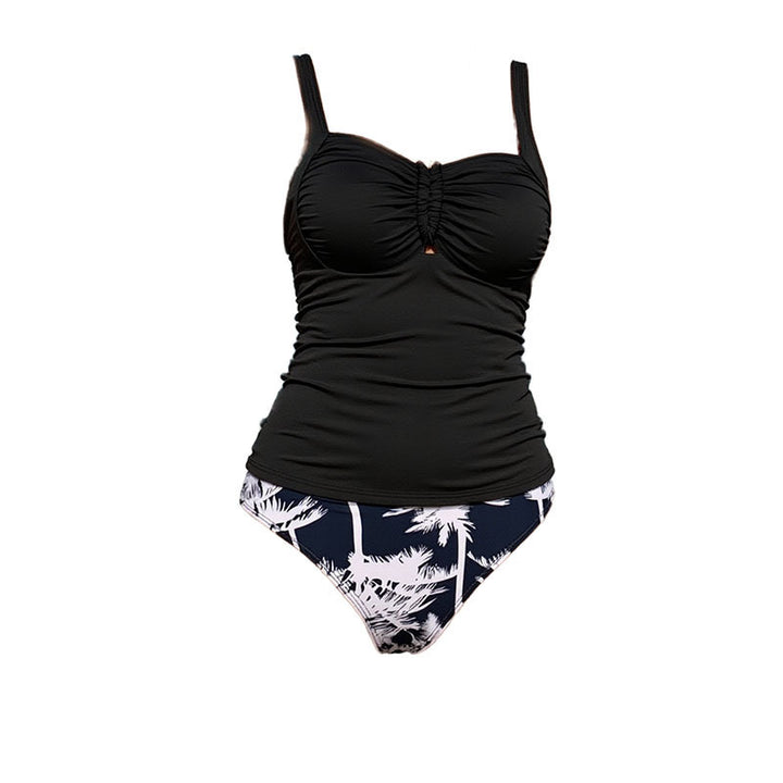Damen tankini mit raffinierten Rüschendetails und tropischem Druck Drune