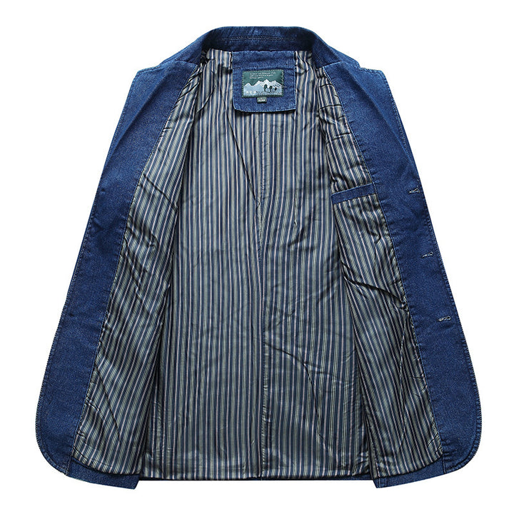 Herren Moderner Denim Blazer Drune