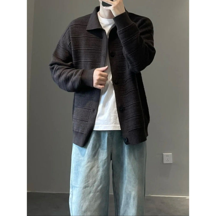 Herren Modische Strickjacke mit strukturierter Oberfläche Drune