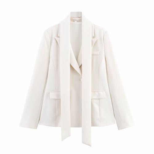 Damen eleganter Blazer mit abnehmbarem Halstuch Drune