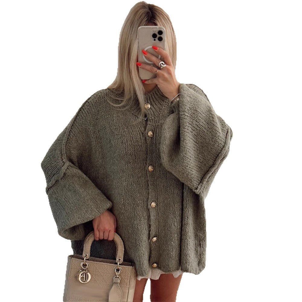 Damen Grobstrickjacke mit eleganten Knopfdetails und lässigem Oversized-Schnitt Drune