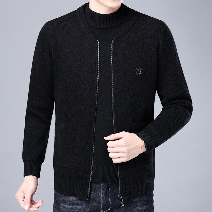 Herren Klassische Strickjacke mit Reißverschluss und aufgesetzten Taschen Drune