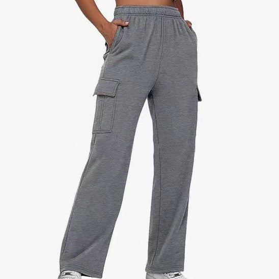 Damen Cargo-Hose mit weitem Bein, elastischem Bund und Cargotaschen Drune