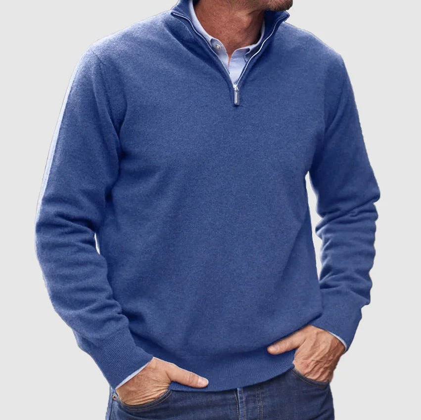 Herren Hochwertiger Strickpullover mit Stehkragen