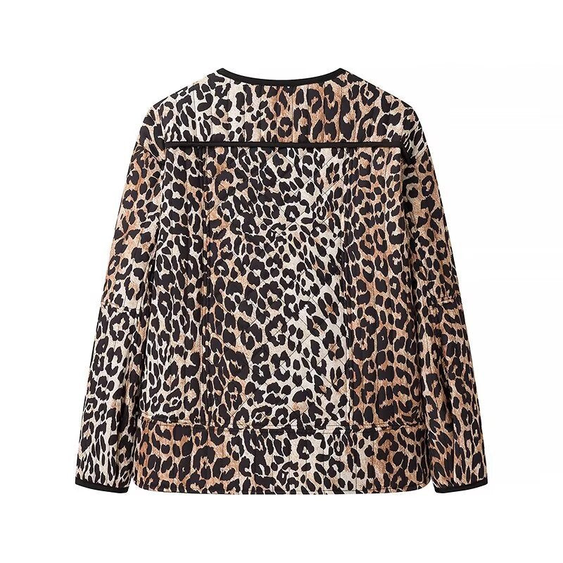 Damen Modische Jacke im trendigen Leopardenmuster Drune