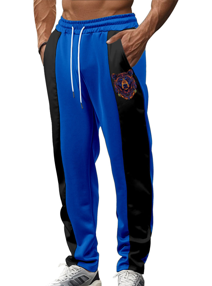Herren nan sportive Trackpants mit seitlichen Kontrastbahnen elastischem Bund Kordelzug und Hirschstickerei Drune