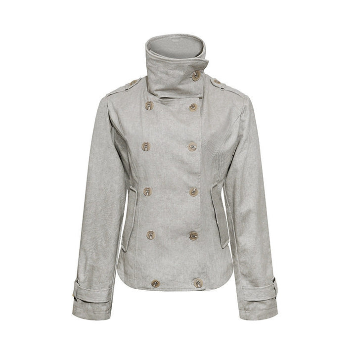 Damen Kurze Doppelreihige Cabanjacke mit Stehkragen und Taillierung Drune