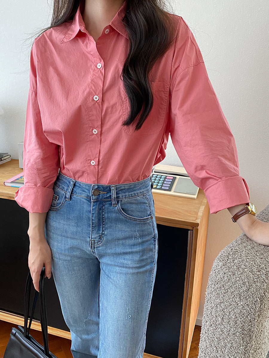 Damen elegante und lässige Bluse mit leichtem Oversize-Schnitt Drune