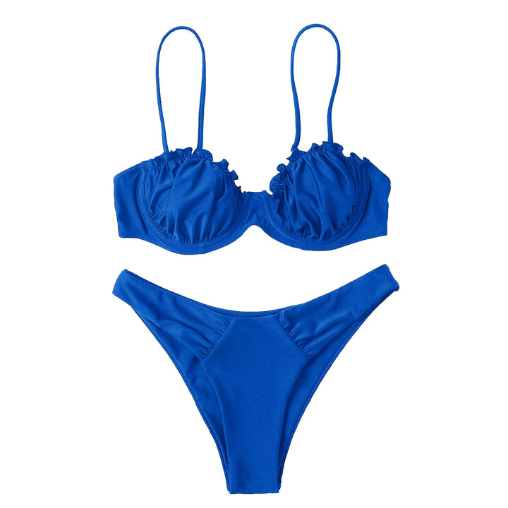 Damen Push-Up-Bikini mit Raffung und verstellbaren Trägern Drune