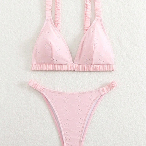 Damen Triangel-Bikini-Set mit verspieltem Rüschendesign Drune