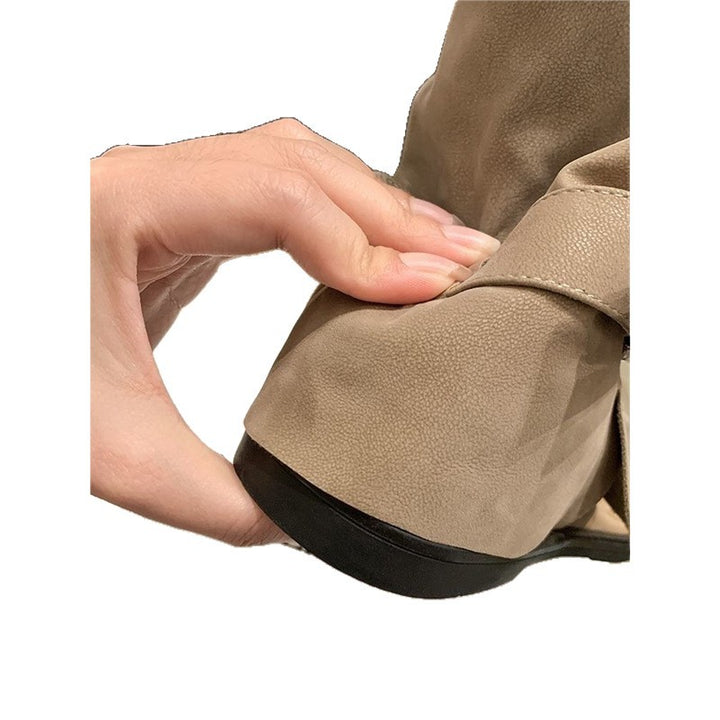 Damen Knöchelhohe Wildleder‑Sandale mit Zehensteg, Umschlagmanschette und Schnallenriemen Drune