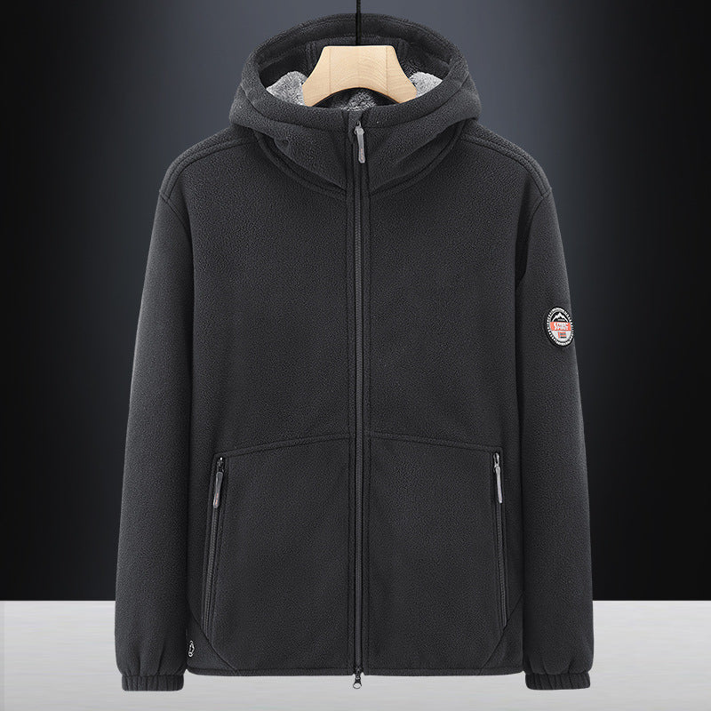 Herren Thermo-Fleece-Hoodie mit isolierendem Sherpa-Besatz und verdeckten Reißverschlusstaschen Drune