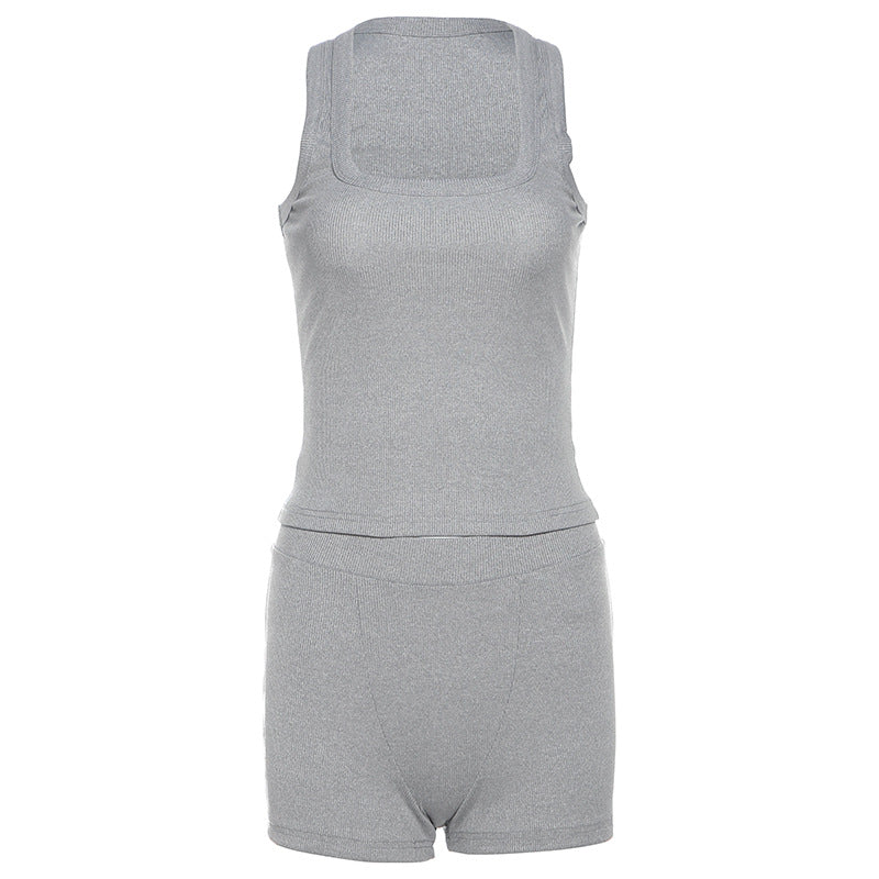 Damen Sportliches Loungewear-Set mit ärmellosem Oberteil und Shorts Drune