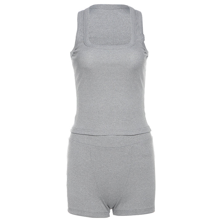 Damen Sportliches Loungewear-Set mit ärmellosem Oberteil und Shorts Drune