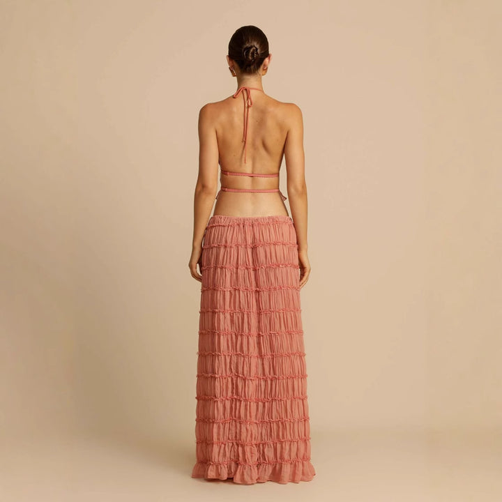 Damen Elegantes und verspieltes Zweiteiliges Sommerkleid mit gerafftem Oberteil und fließendem Rock Drune