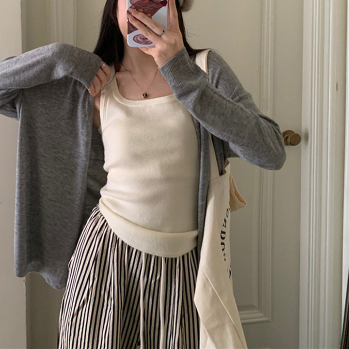 Damen lässiger Strickcardigan mit weitem Schnitt und feinen Details Drune