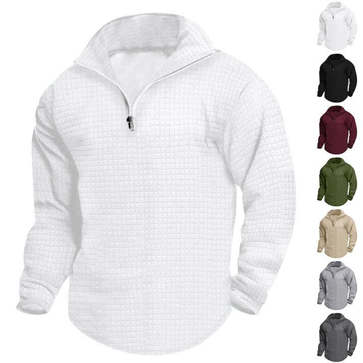 Herren nan thermoregulierender Waffel-Halbzip-Pullover mit Stehkragen und gerundetem Saum Drune
