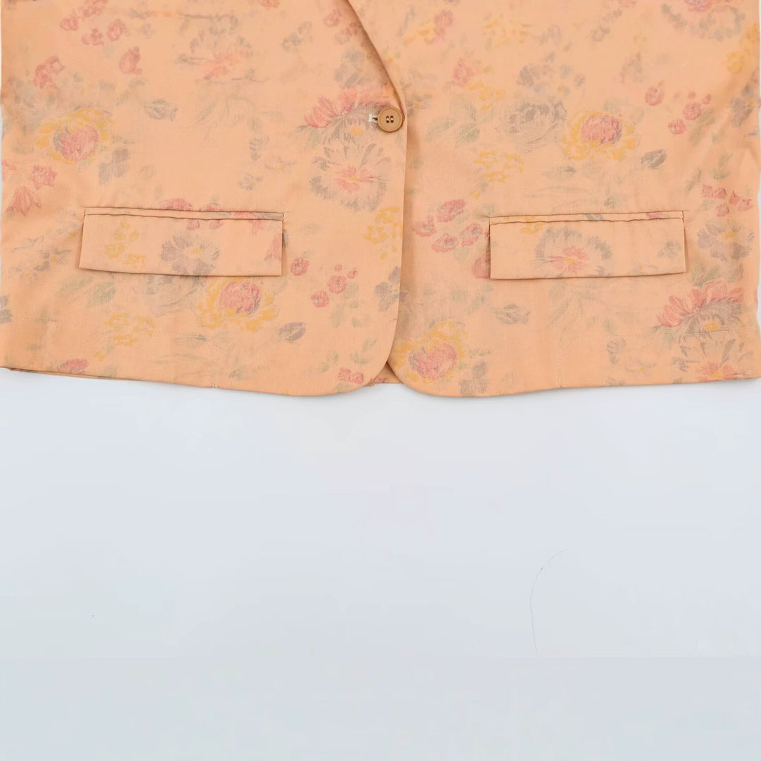 Damen Leichter Boxy‑Blazer mit floralem Aquarelldruck, aufgesetzten Pattentaschen und fallendem Revers Drune