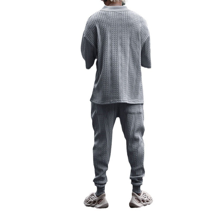Herren nan lässiges Strickset mit V-Ausschnitt und Kordelzug-Joggerhose Drune