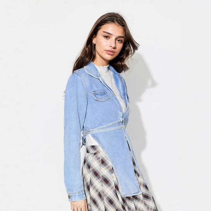 Damen Jeansjacke im modernen Oversized-Stil mit verkürztem Schnitt und praktischen Taschen Drune