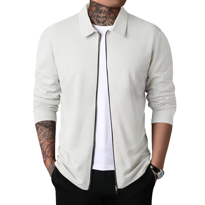 Herren nan strukturierte Hemdjacke mit Waffelstruktur, durchgehendem Reißverschluss und schmaler Passform Drune