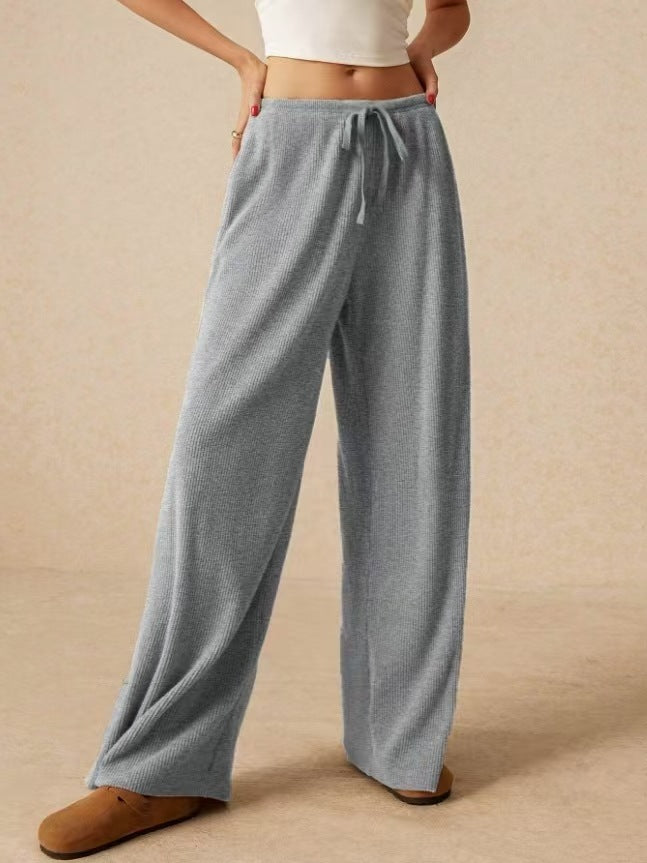 Damen weite Baumwoll-Haremshose mit hoher Taille und praktischem Kordelzug Drune